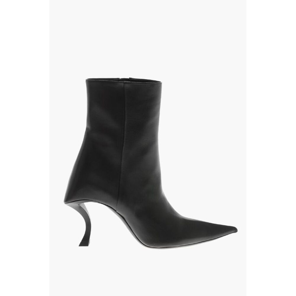 Leather Ankle Boots HOURG With 7cm Curved Heel - Picture 4 of 5